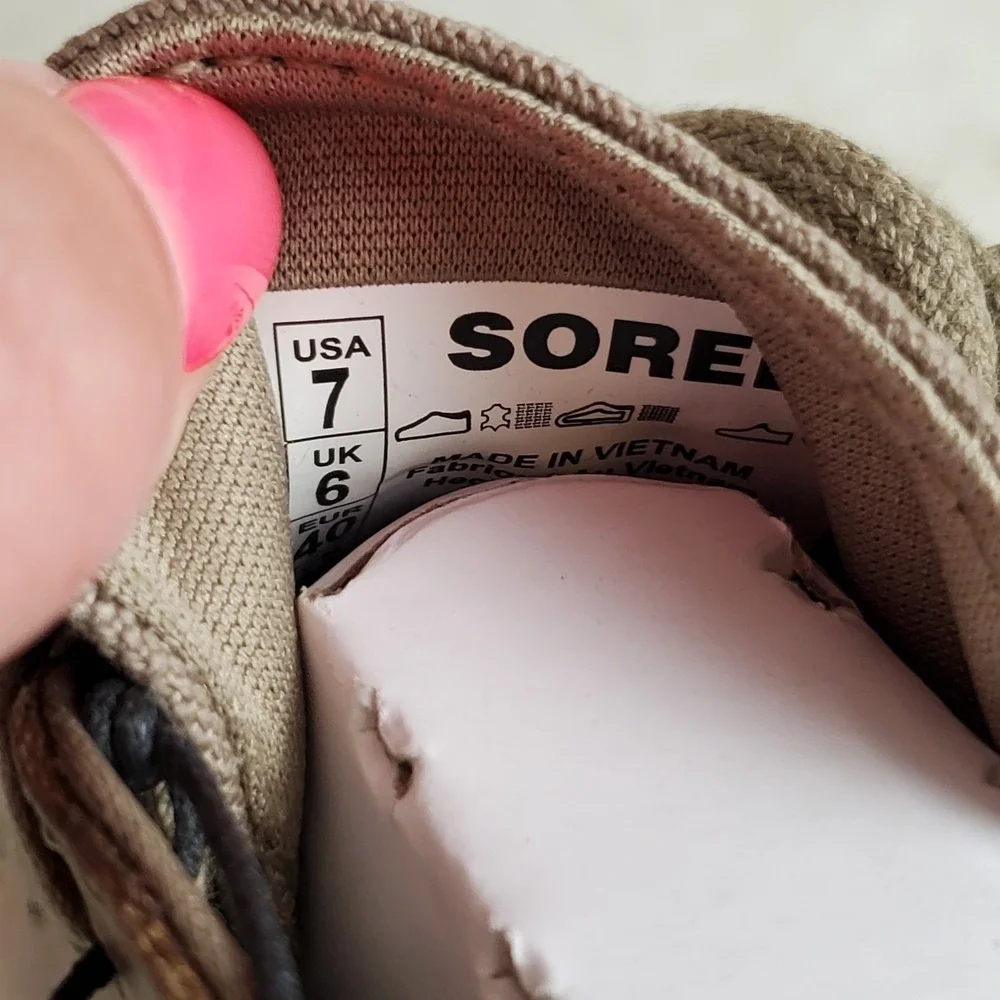 Sorel Cyprus Mens Boots Sz 7 Khaki Ii/Jet Leather Waterproof Lace Up Round Toe